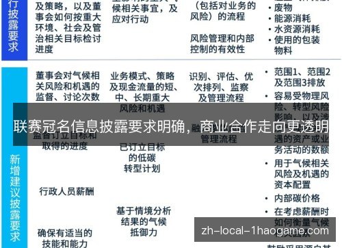 联赛冠名信息披露要求明确，商业合作走向更透明